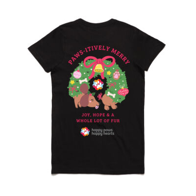 Paws-itively Merry Dog Wreath Women's Shirt - Christmas Limited Edition  Thumbnail